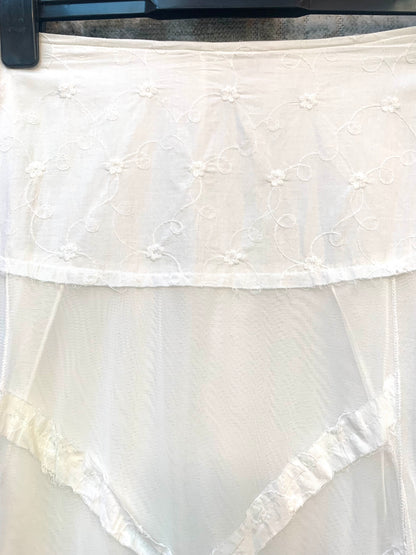 Y2K Mesh Lattice Fringe Midi Skirt