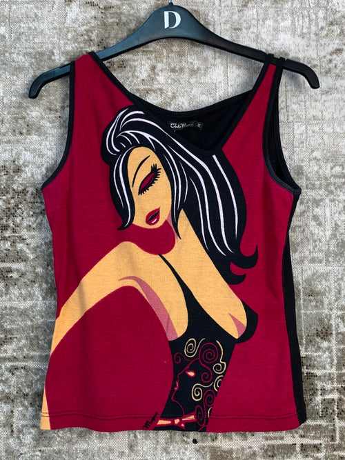 Womens Y2K Vintage Graphic Red Tank Top