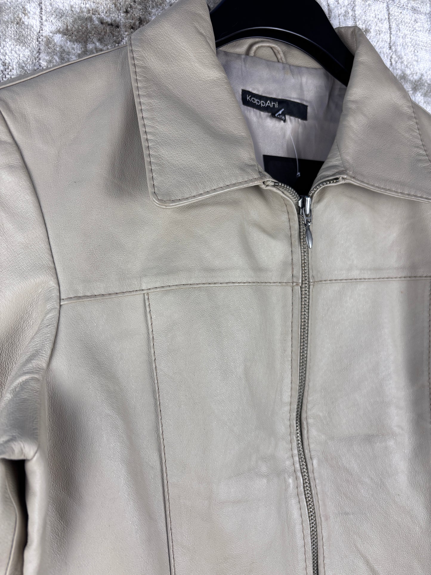 Womens Vintage Beige Leather Jacket