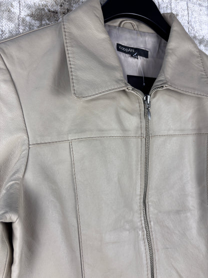 Womens Vintage Beige Leather Jacket