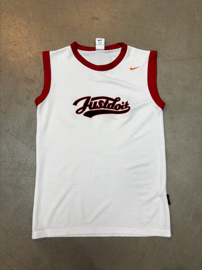 Nike Justdoit White and Red Basketball Jersey