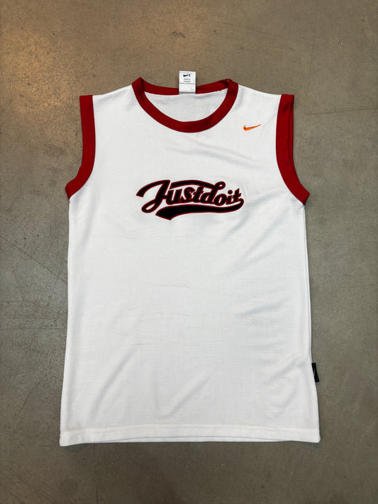 Nike Justdoit White and Red Basketball Jersey
