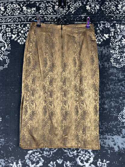 Y2K Women's Golden Snake Skin Print Pencil Skirt
