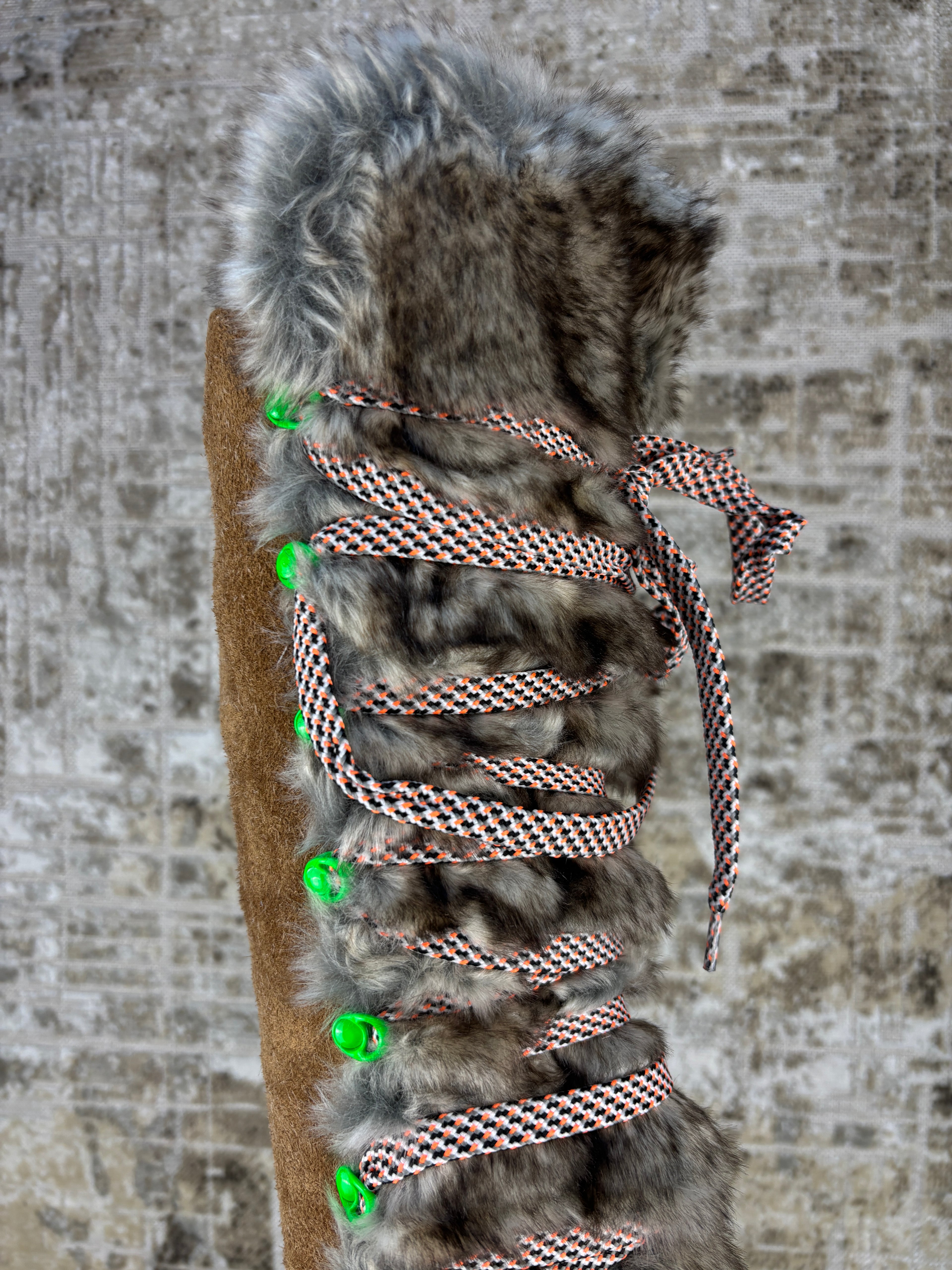 Hogan Fur Trimmed Lace Up Knee High Boots