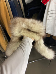 Brown Suede Genuine Fur Trim Trapper Hat Winter Warm Unisex