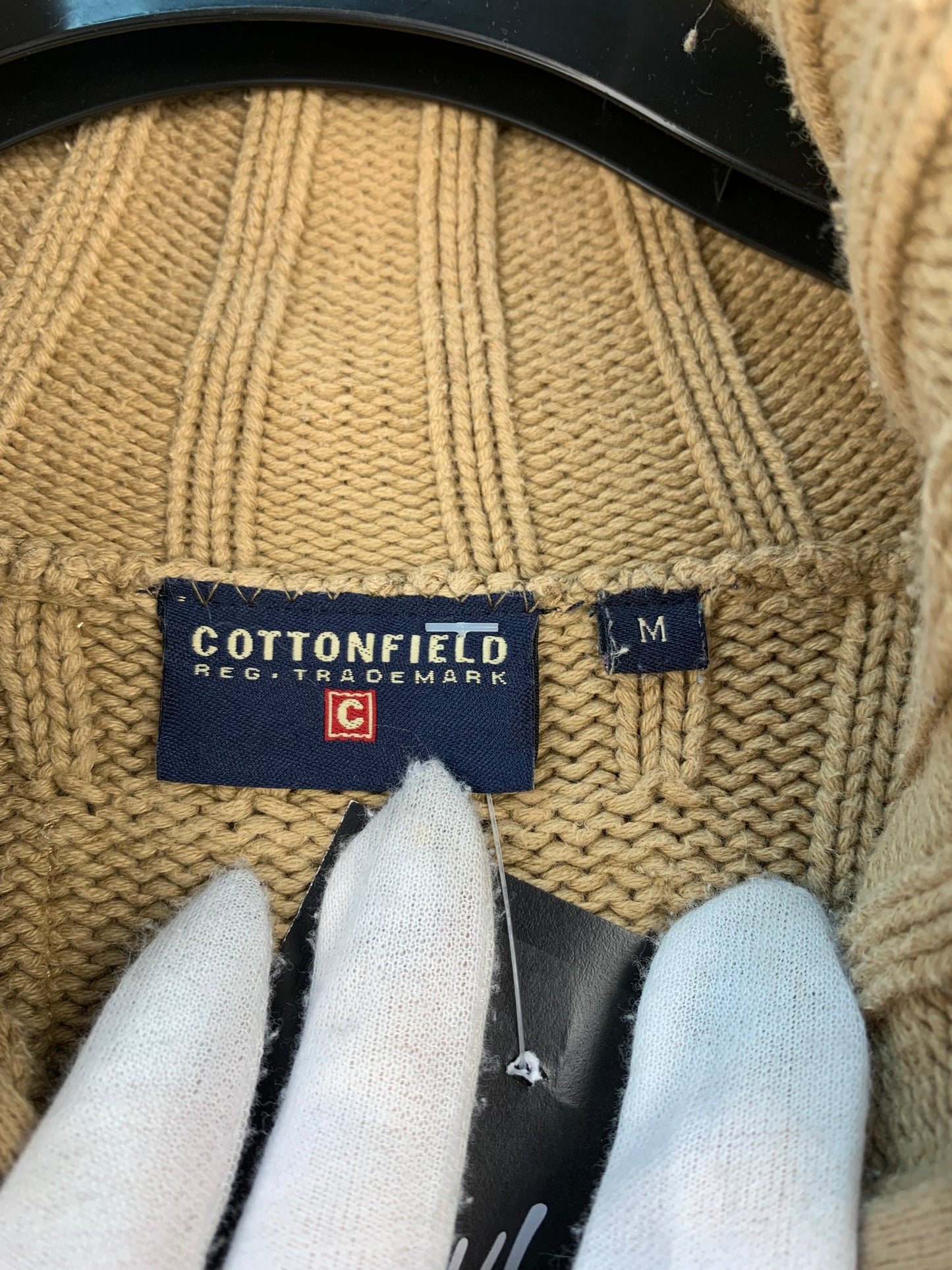 Men's Y2K Beige Knit Zip Sweater