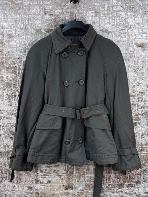 Women's Vintage Green Belted Jacket