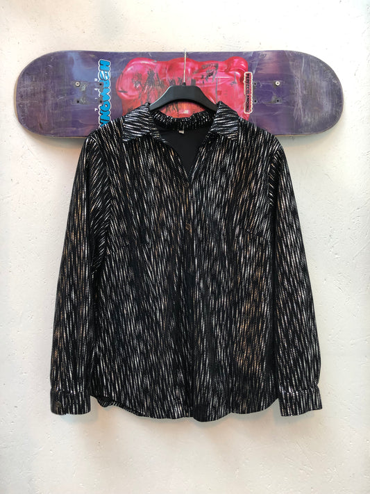 Black Glitter Button Up Shirt Women’s Size L