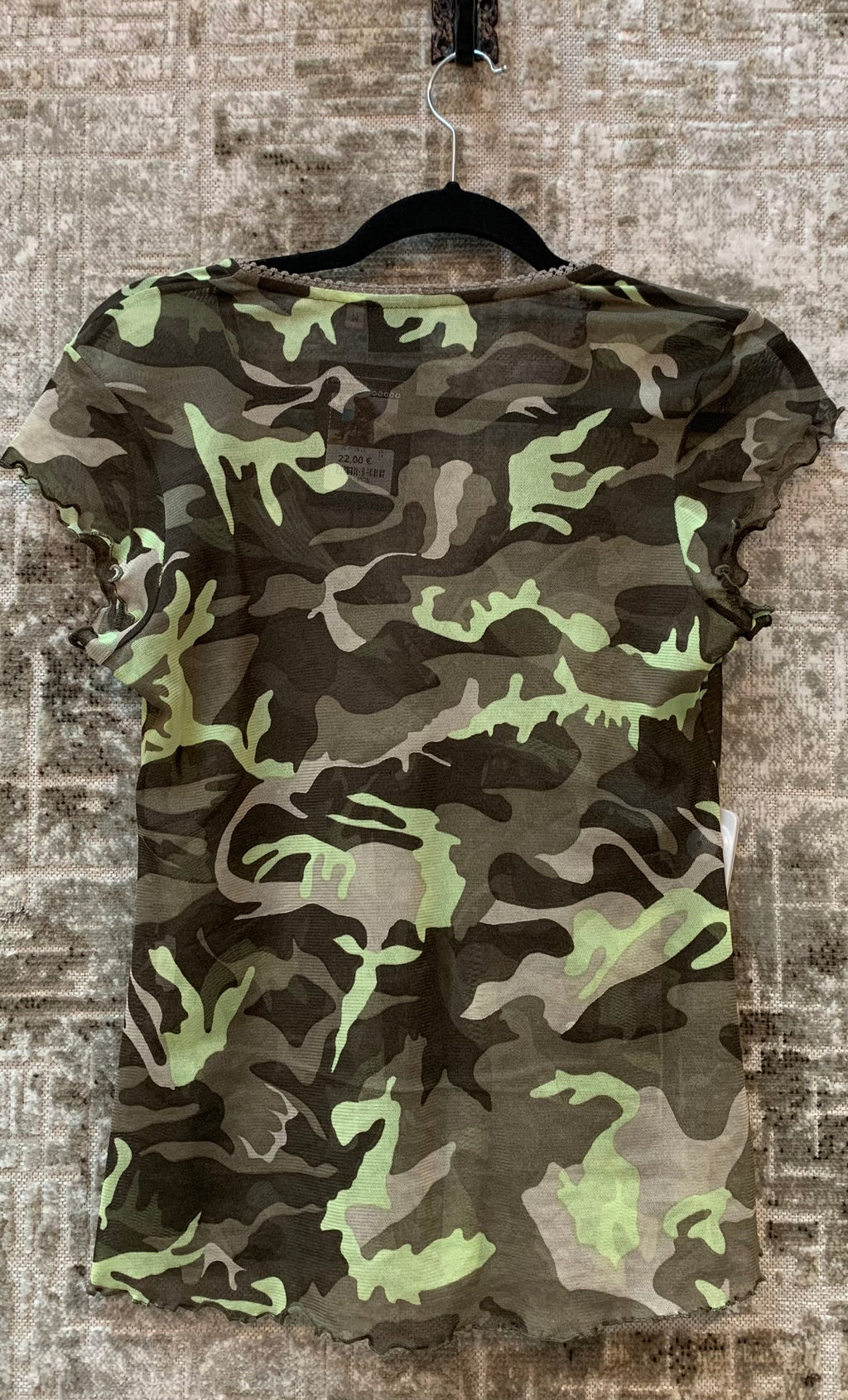 Miss Etam Positie Camo Mesh V-Neck Top