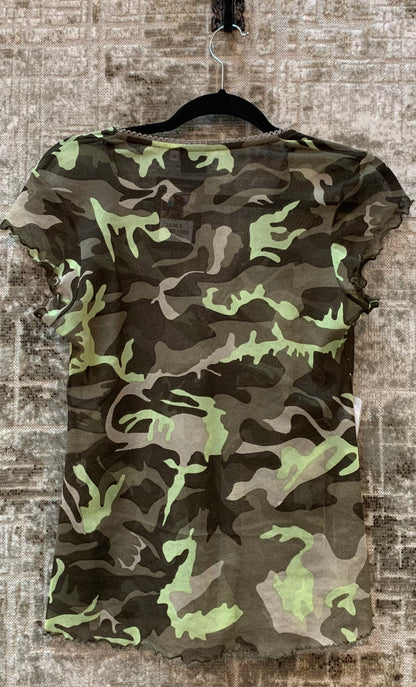 Miss Etam Positie Camo Mesh V-Neck Top