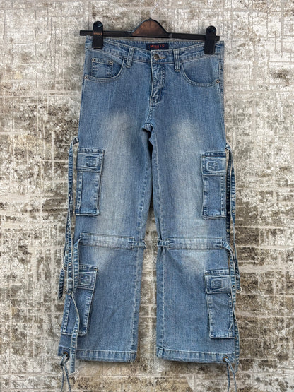 Womens Y2K Lightwash Cargo Jeans