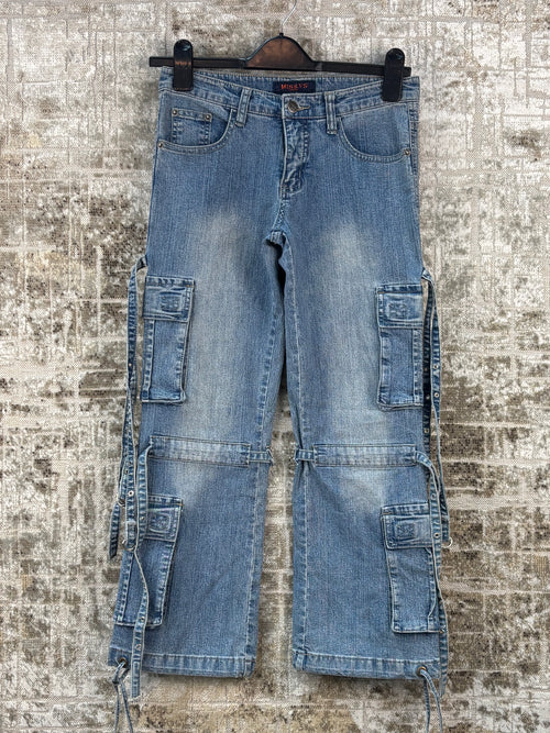 Womens Y2K Lightwash Cargo Jeans