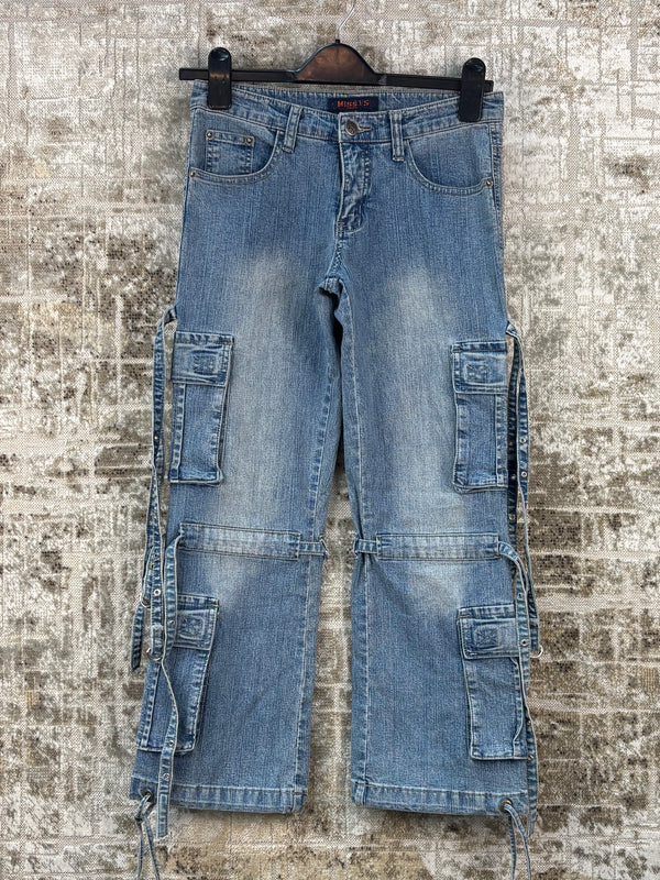 Womens Y2K Lightwash Cargo Jeans