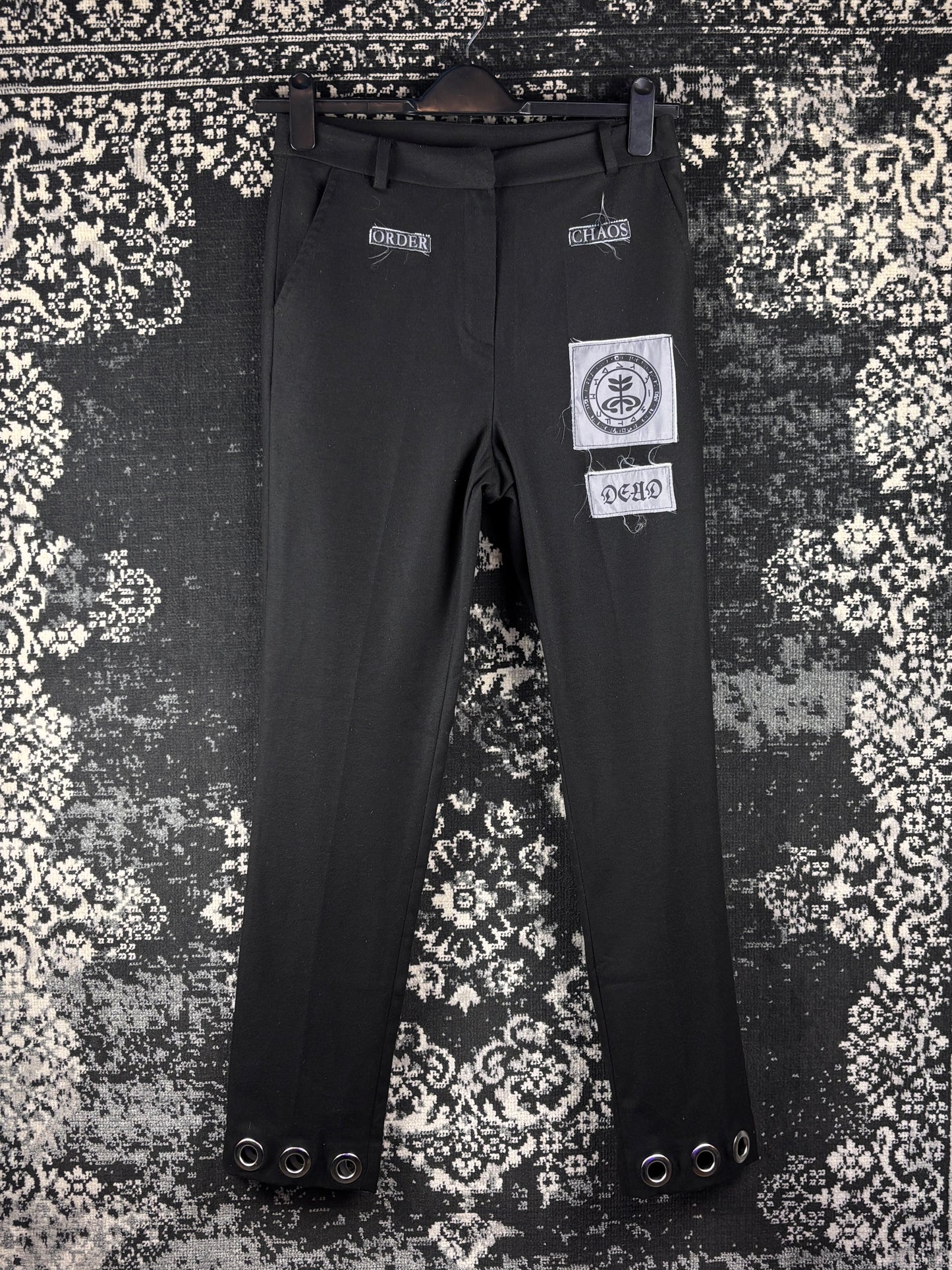Vintage Women's Black Alternative Patchwork Trousers