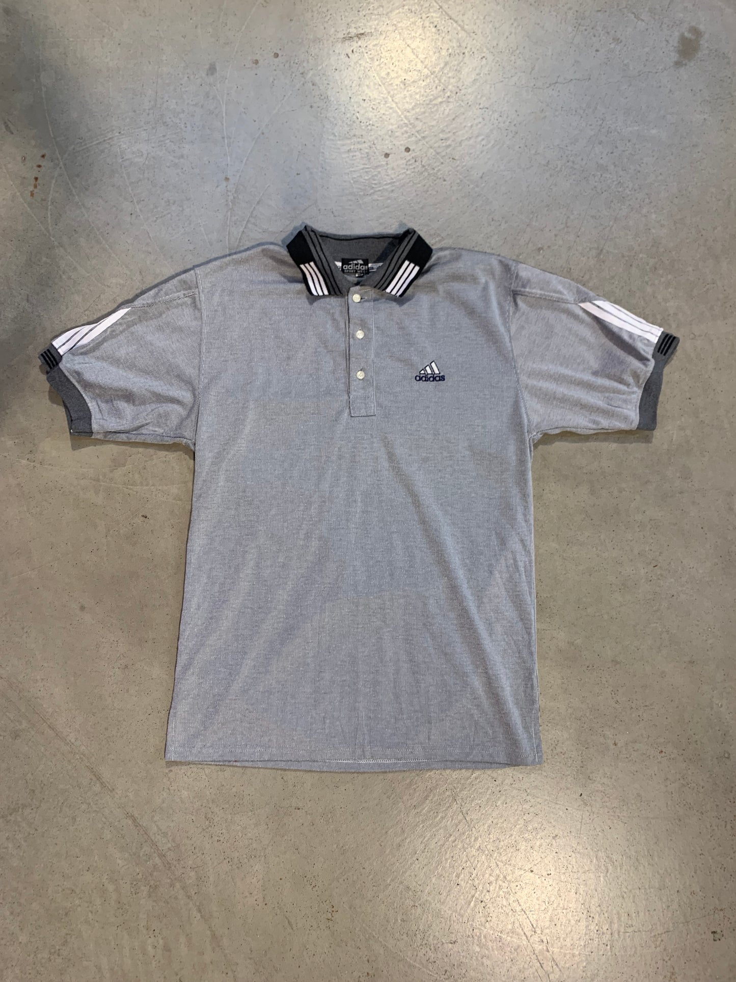 Vintage “Adidas Sport Wear” Gray Polo Shirt Men