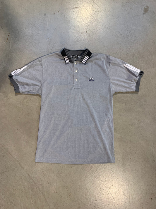 Vintage “Adidas Sport Wear” Gray Polo Shirt Men