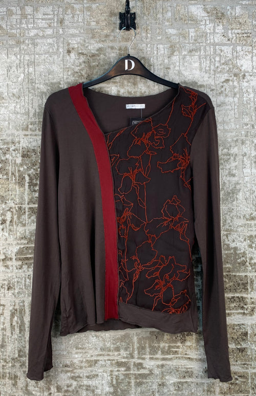 Womens Y2K Brown Long Sleeve Top
