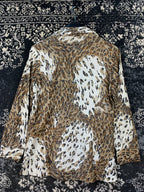 Women's Vintage Leopard Print Shirt Sparkly V Neck Button Up Blouse