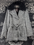 Women's Vintage Y2K Black White Wool Coat