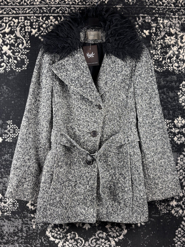 Women's Vintage Y2K Black White Wool Coat