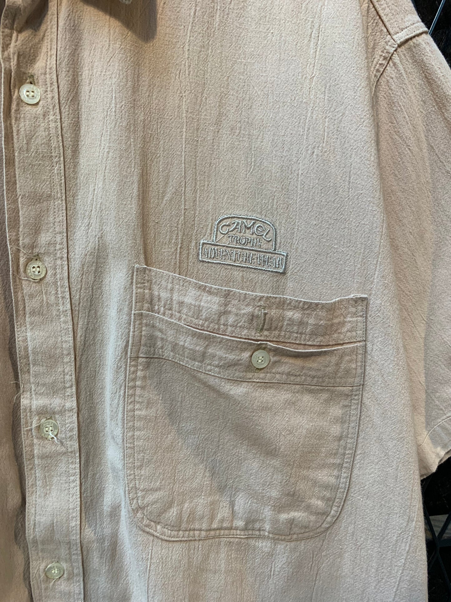 Vintage Camel Collection Beige Short Sleeve Button Up Shirt