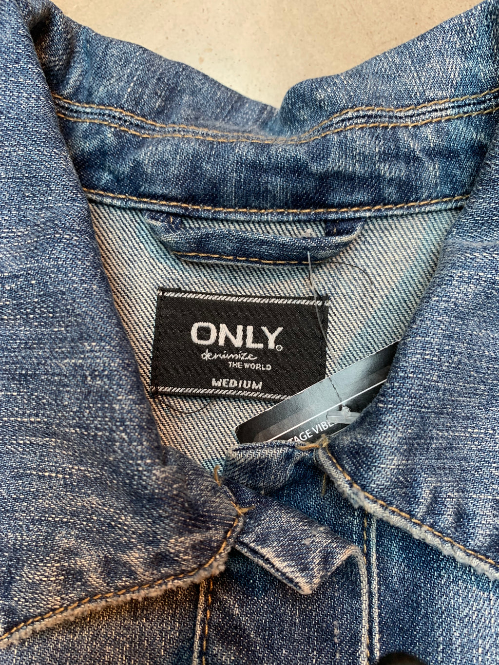 ONLY Denim Jacket with Custom Skull Artwork on Back