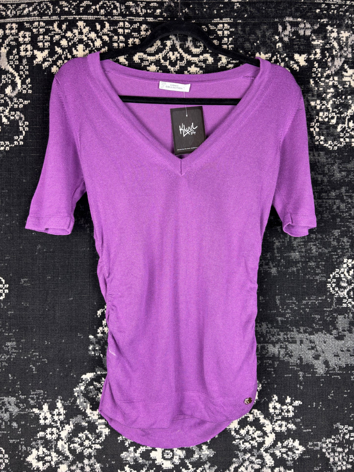 Women's Versace Purple V-Neck Sweater