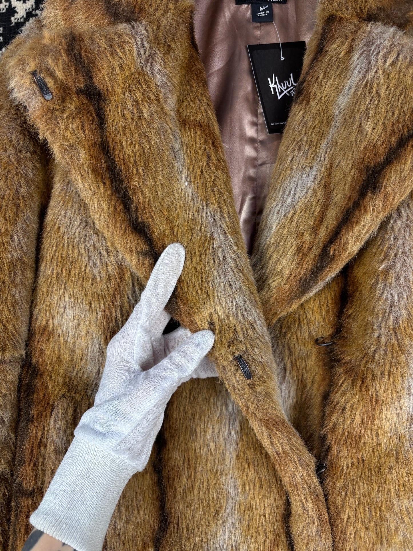 Women's Y2K Light Brown Faux Fur Jacket