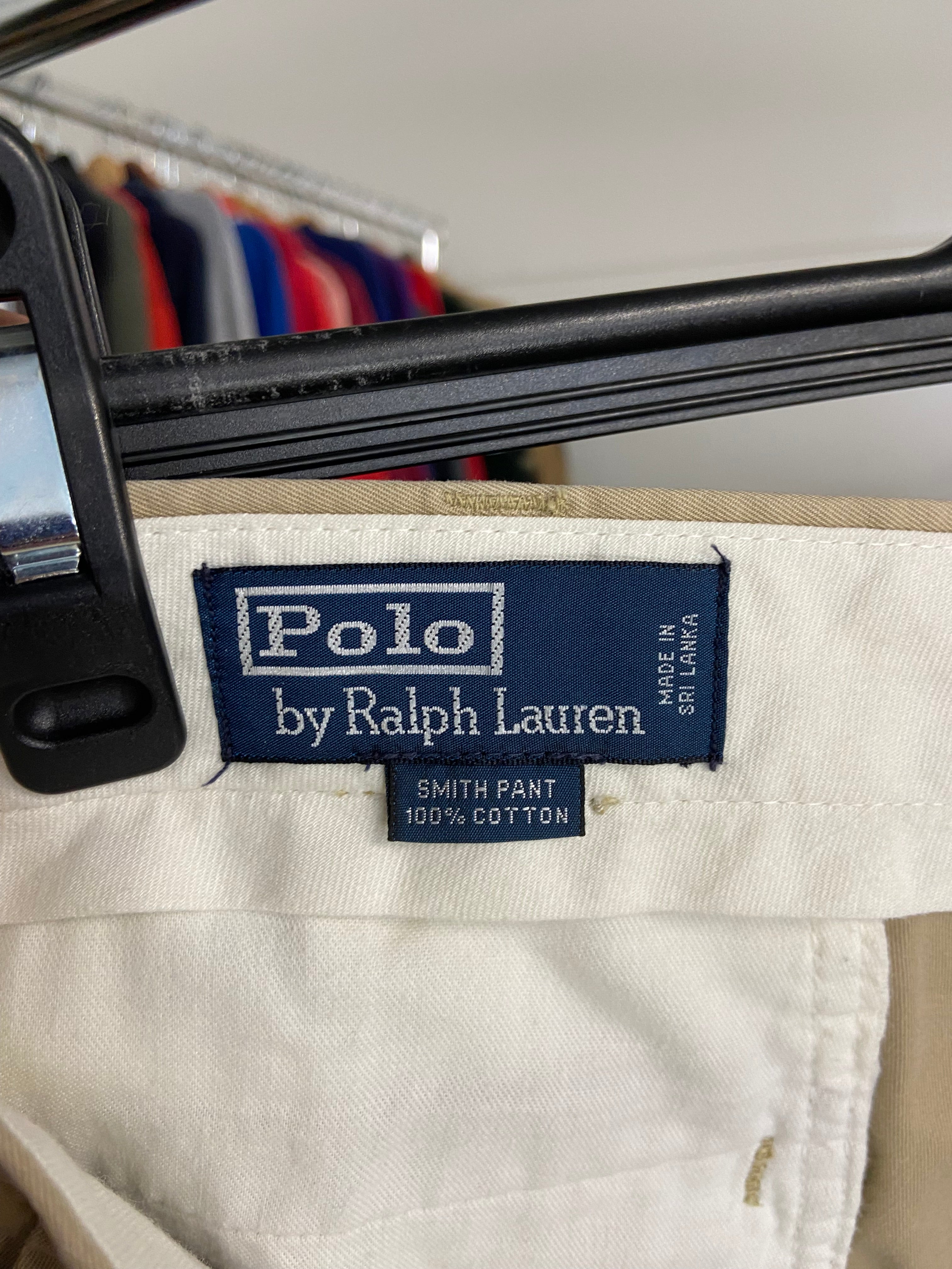 Vintage Polo Ralph Lauren beige Pants Mens 34 Zip Up Cotton