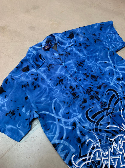 Kuala Blue Tribal Print Button Up Shirt