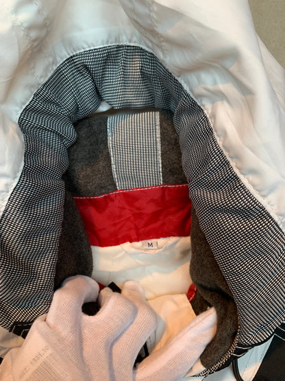 Vintage Unisex Colorblock Ski Jacket in White, Red & Black