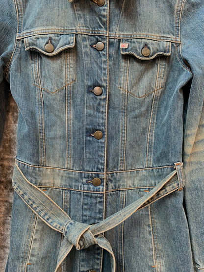 Miss Sixty Y2K Belted Denim Coat Dress