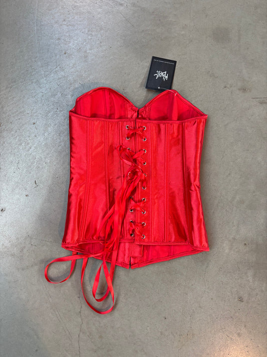 Red Satin Corset Top Women's XS