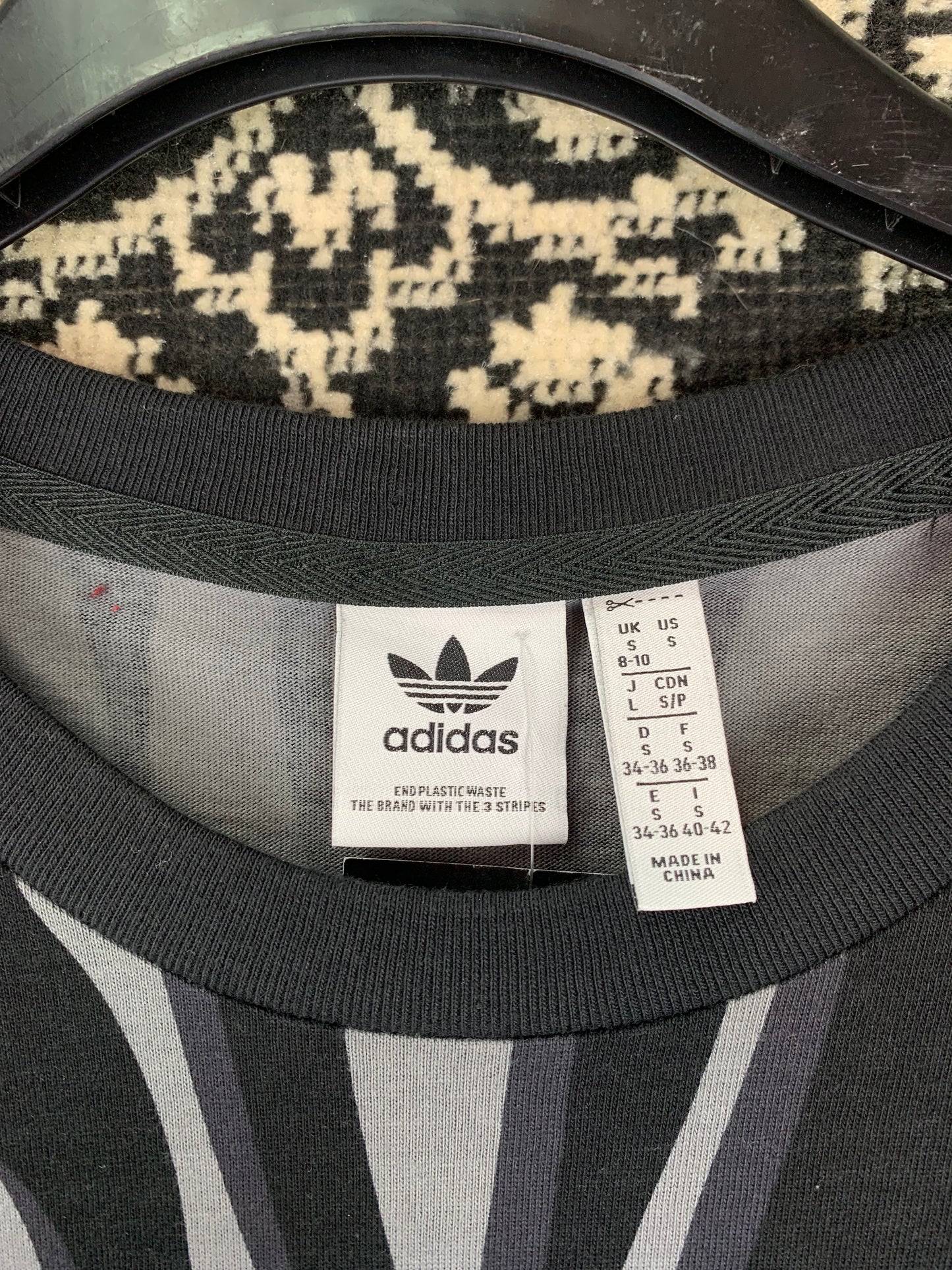 Women's Adidas Originals Black and Grey Patterned T-Shirt