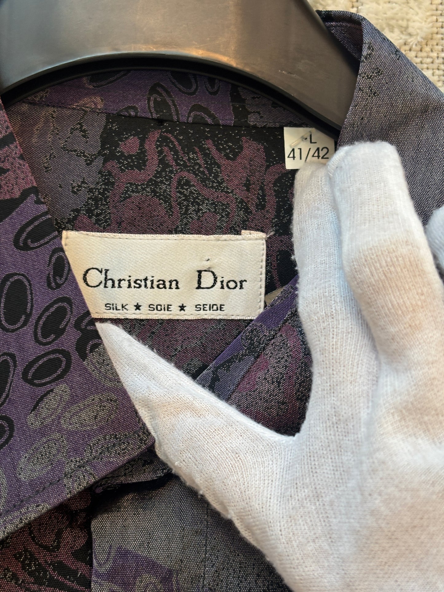Mens Vintage Christian Dior Silk Button Up Shirt