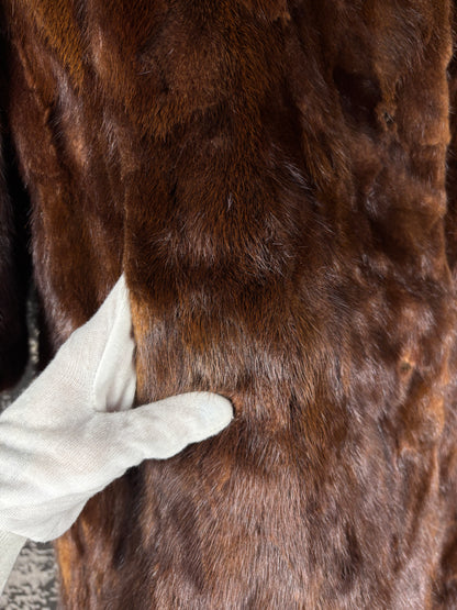 Women's Vintage Dark Brown Genuine Mink Fur Coat