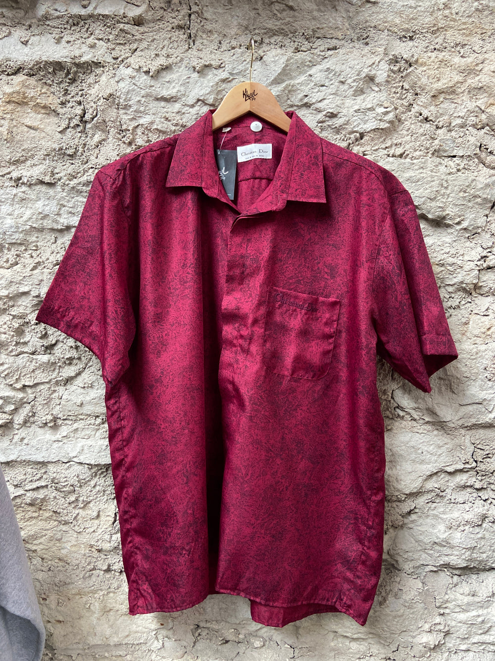 Vintage Christian Dior Silk Short Sleeve Shirt Mens L