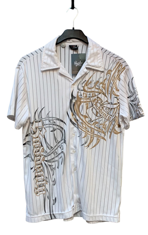 Lagos Y2K Tribal Pinstripe Button-Up Shirt