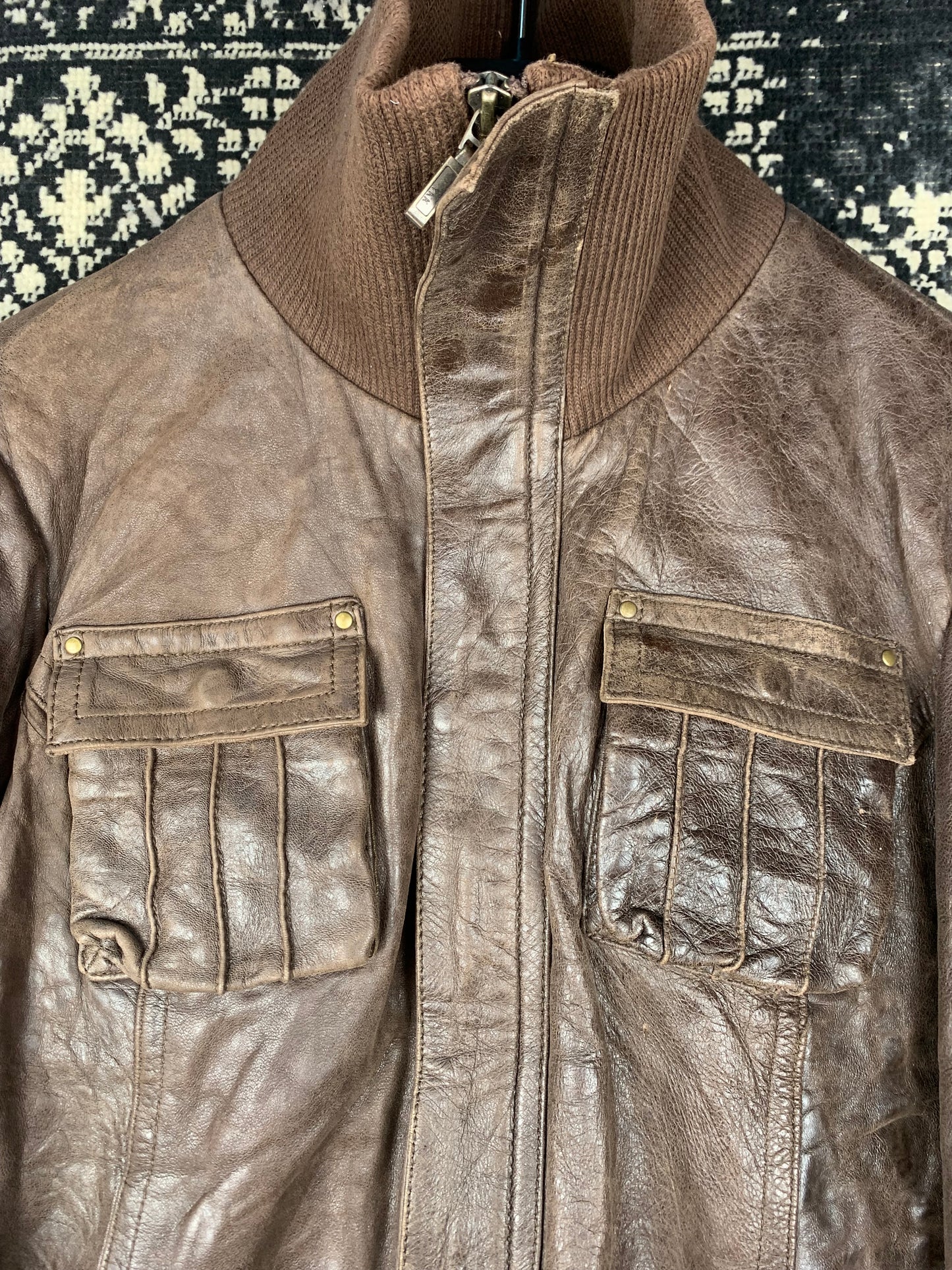 Y2K Women's Brown Faux Leather Jacket