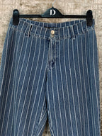 Womens Y2K Lightwash Striped Bootcut Flare Jeans