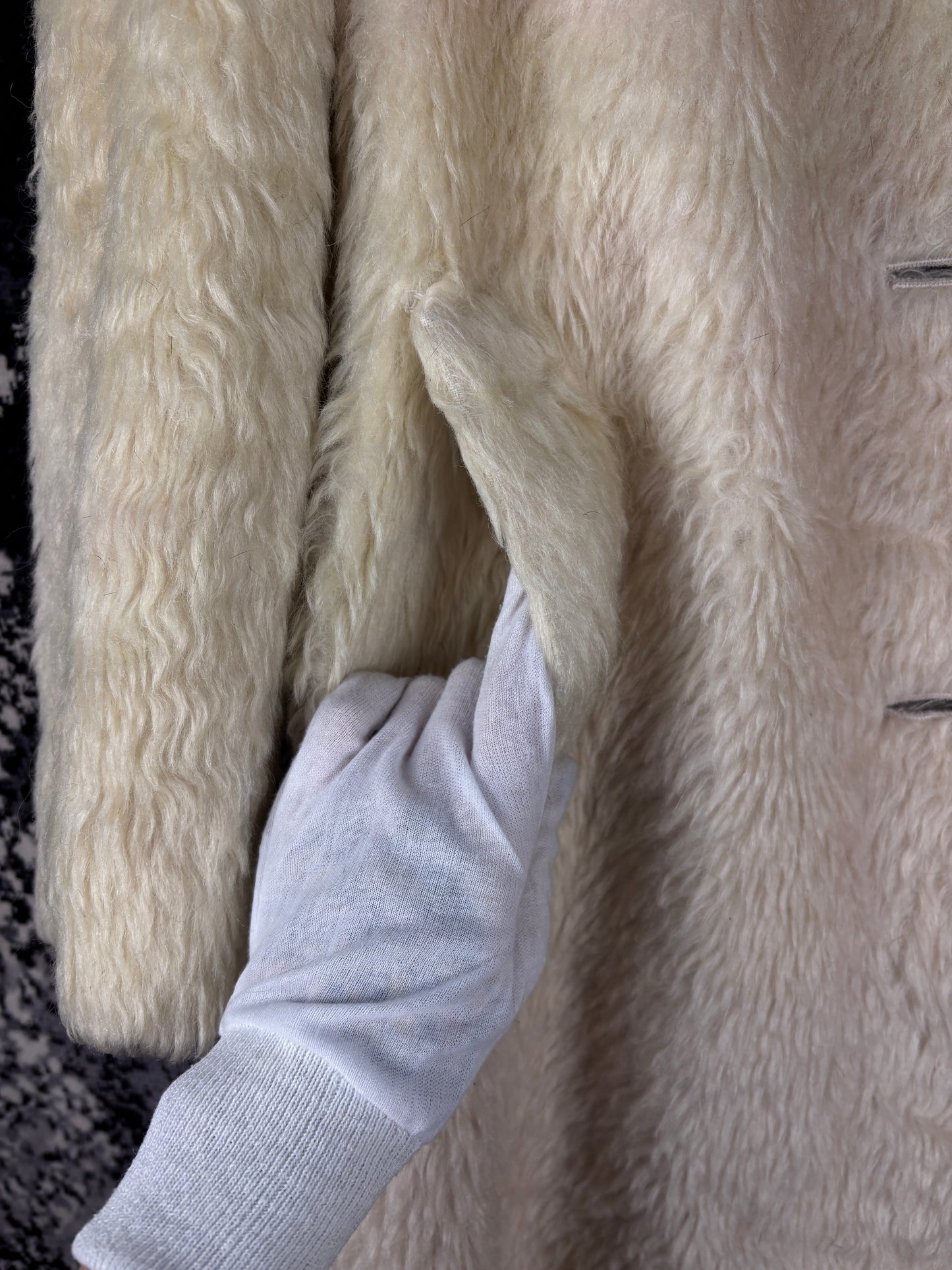 Women's Off-White Faux Fur Long Coat