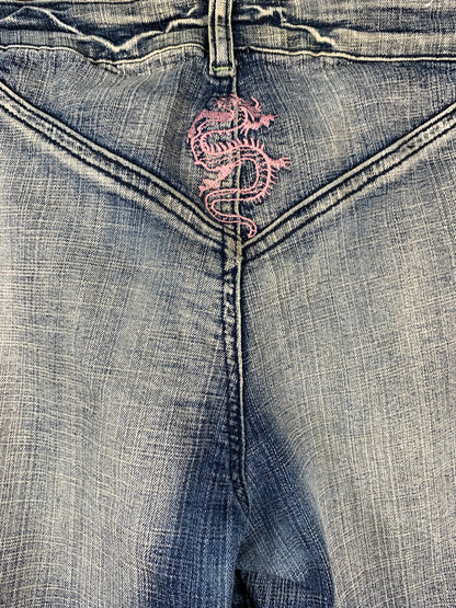 Womens Y2K Just Play Washed Blue Jeans