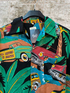Canda Vintage Woody Car Print Camp Shirt