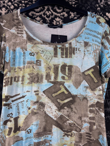 Womens Y2K Blue Graphic Blouse