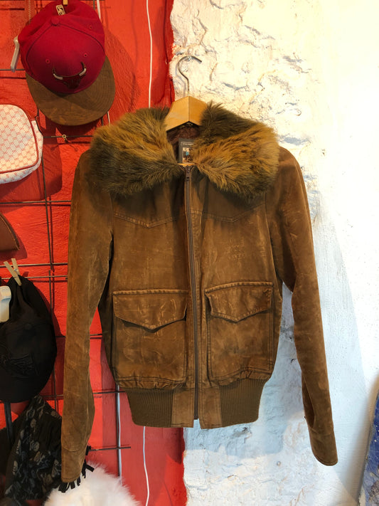 Y2K Suade Jacket With Fur