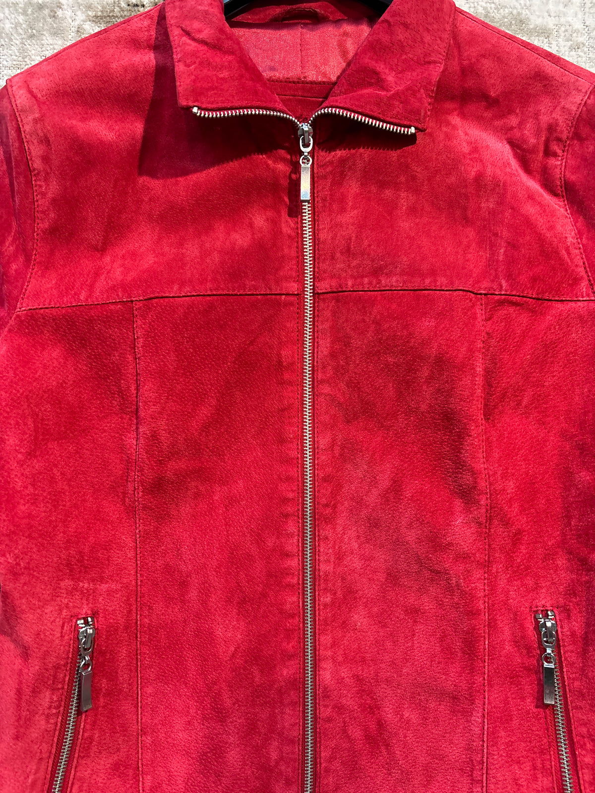 in Extenso Red Suede Zip Jacket