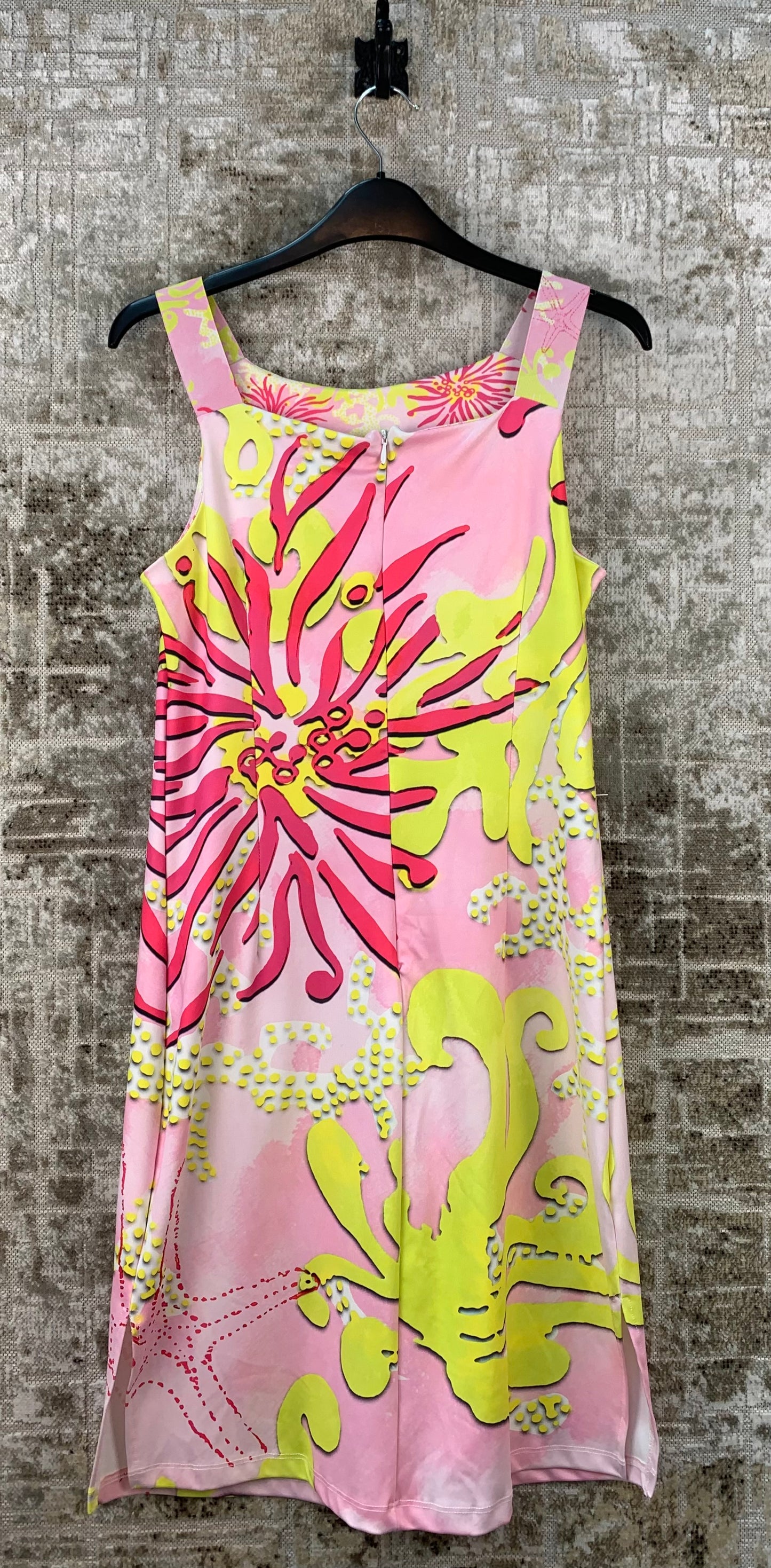 Missy Y2K Womens Pink Yellow Floral Graphic Midi Dress