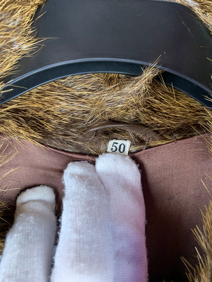 Women’s Vintage Natural Brown Genuine Beaver Fur Coat