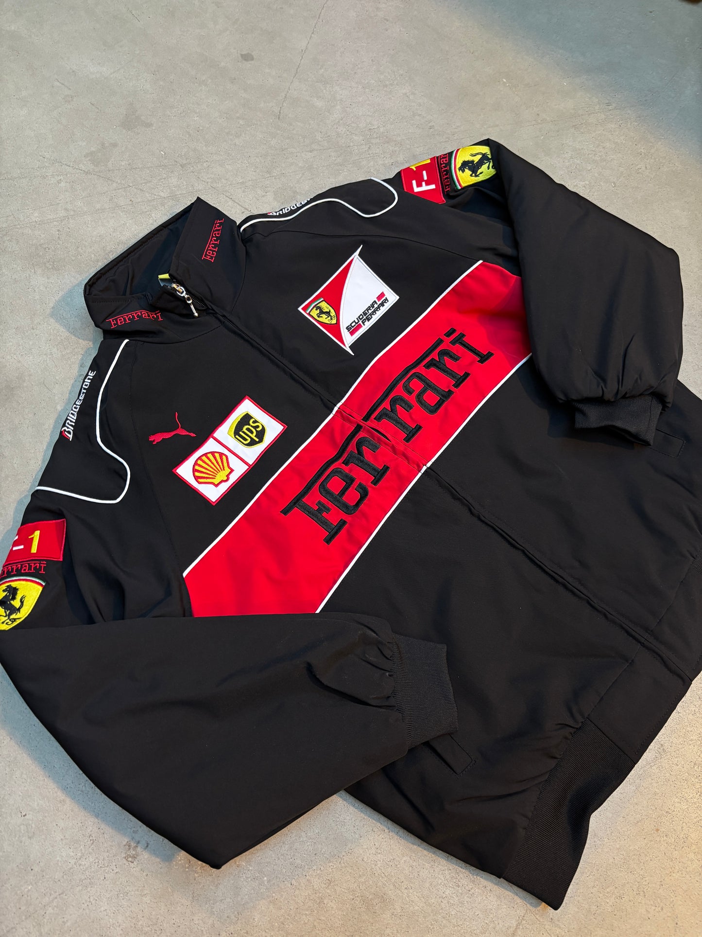 Y2K Unisex Black and Red Ferrari Racing Jacket