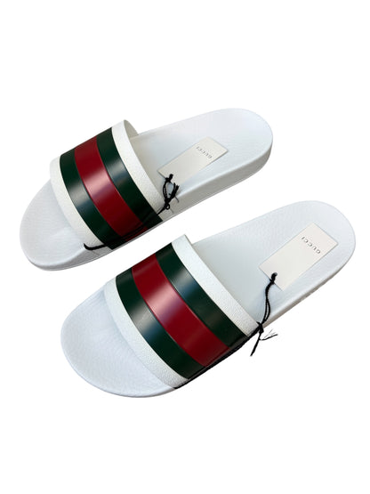Gucci Men’s Web Rubber Slide Sandals